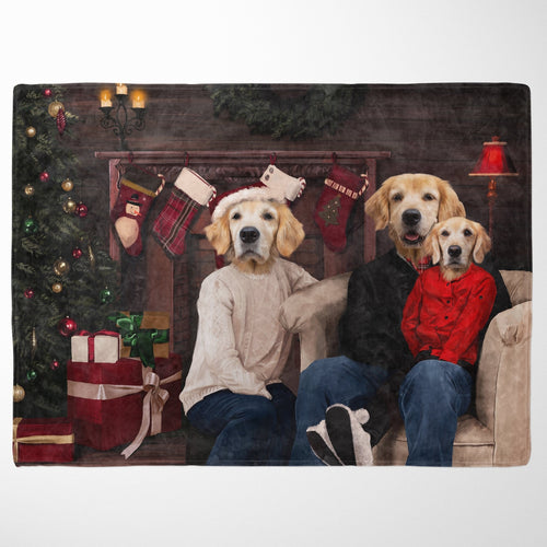 Crown and Paw - Blanket The Family Christmas (Three Pets) - Custom Pet Blanket 30" x 40" / Family B