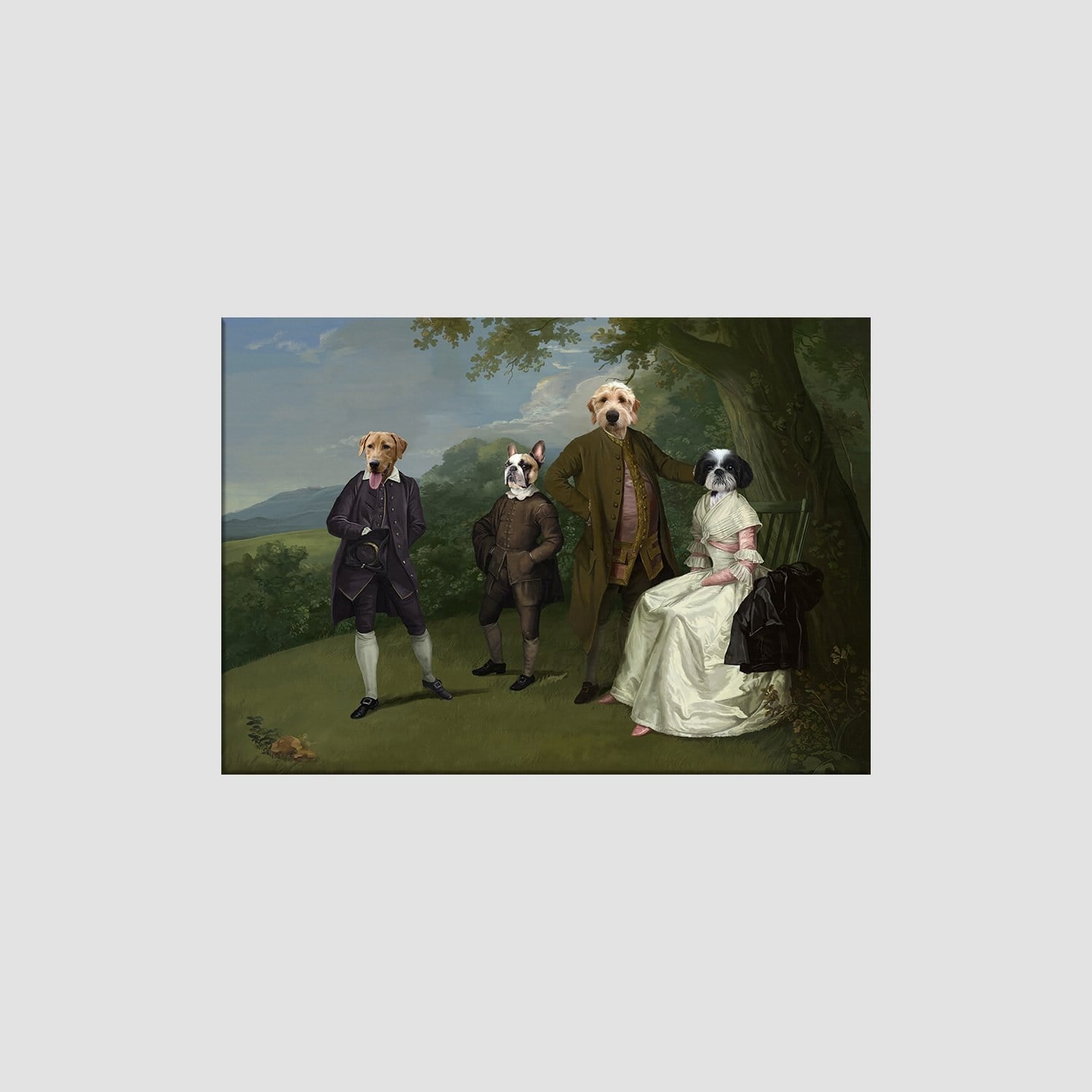 Crown and Paw - Canvas The Family Picnic (Four Pets) - Custom Pet Canvas 8" x 10" / Family C