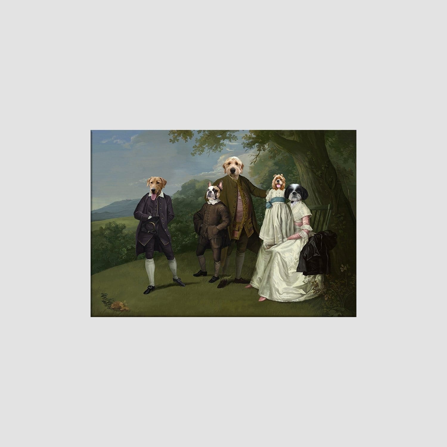 Crown and Paw - Canvas The Family Picnic (Five Pets) - Custom Pet Canvas 8" x 10" / Family A