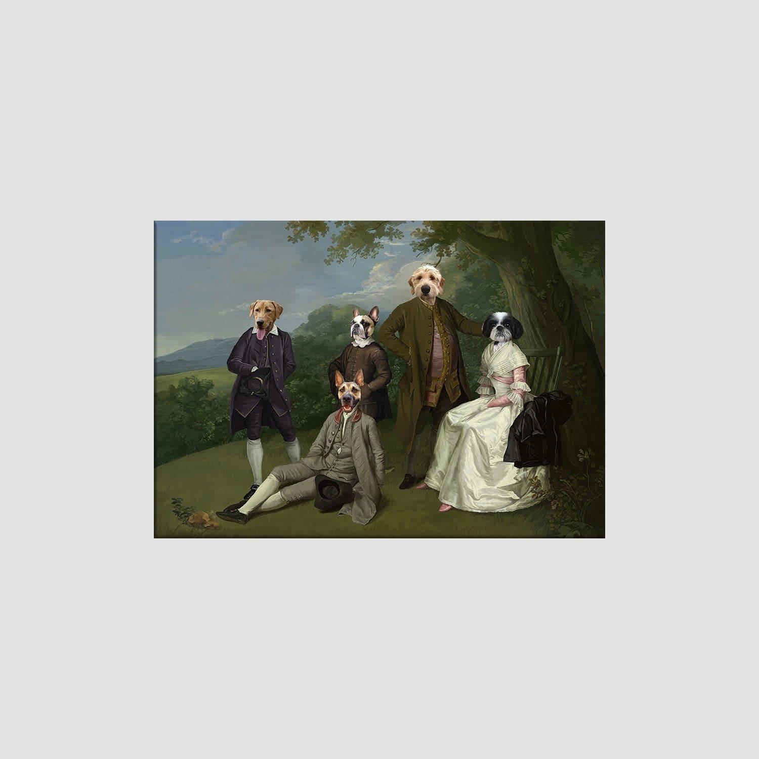 Crown and Paw - Canvas The Family Picnic (Five Pets) - Custom Pet Canvas 8" x 10" / Family C