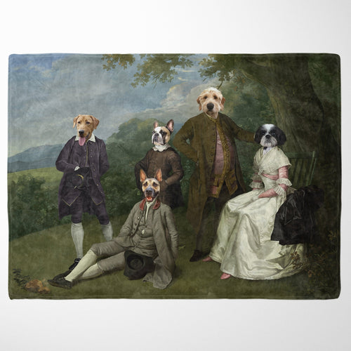 Crown and Paw - Blanket The Family Picnic (Five Pets) - Custom Pet Blanket 30" x 40" / Family C