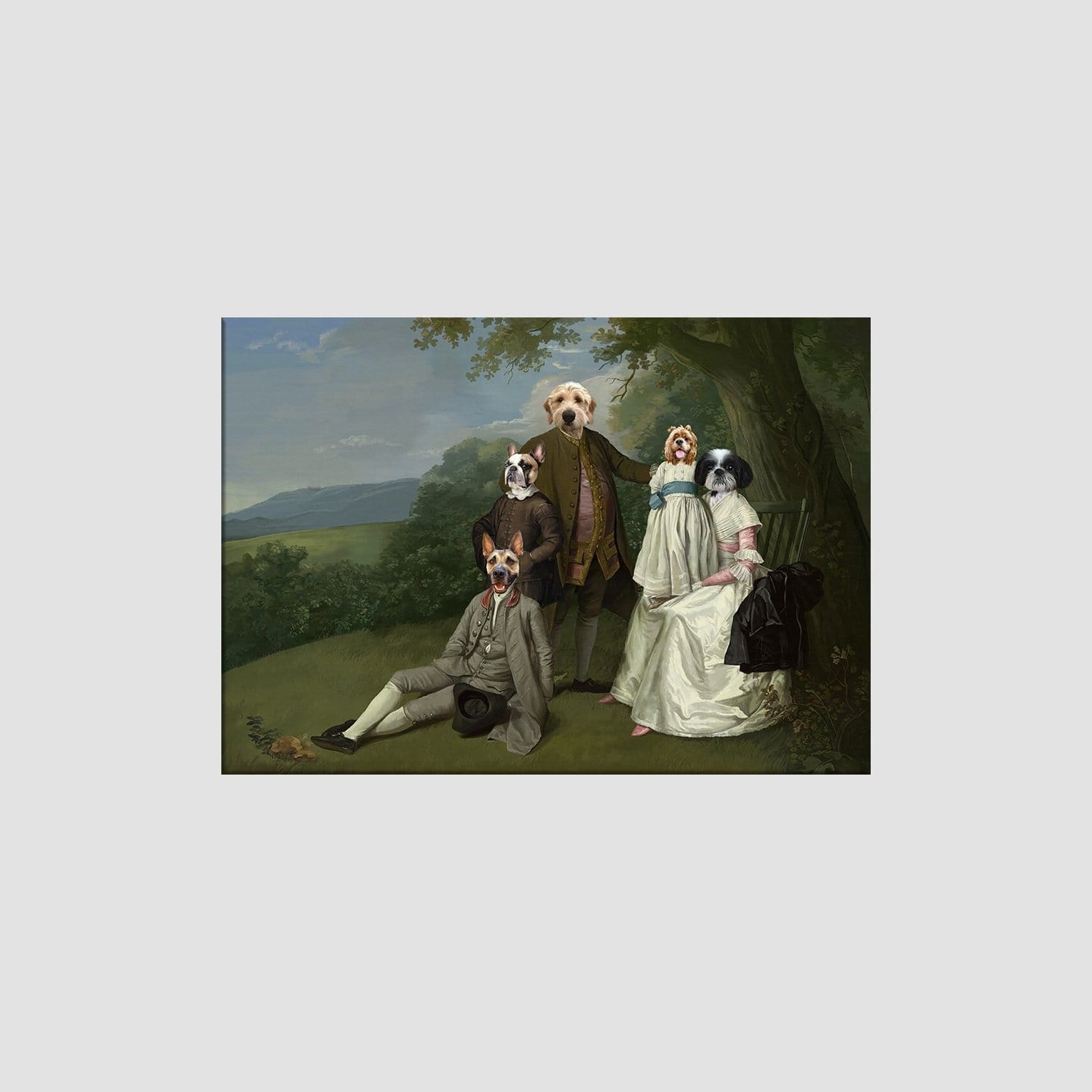 Crown and Paw - Canvas The Family Picnic (Five Pets) - Custom Pet Canvas 8" x 10" / Family G