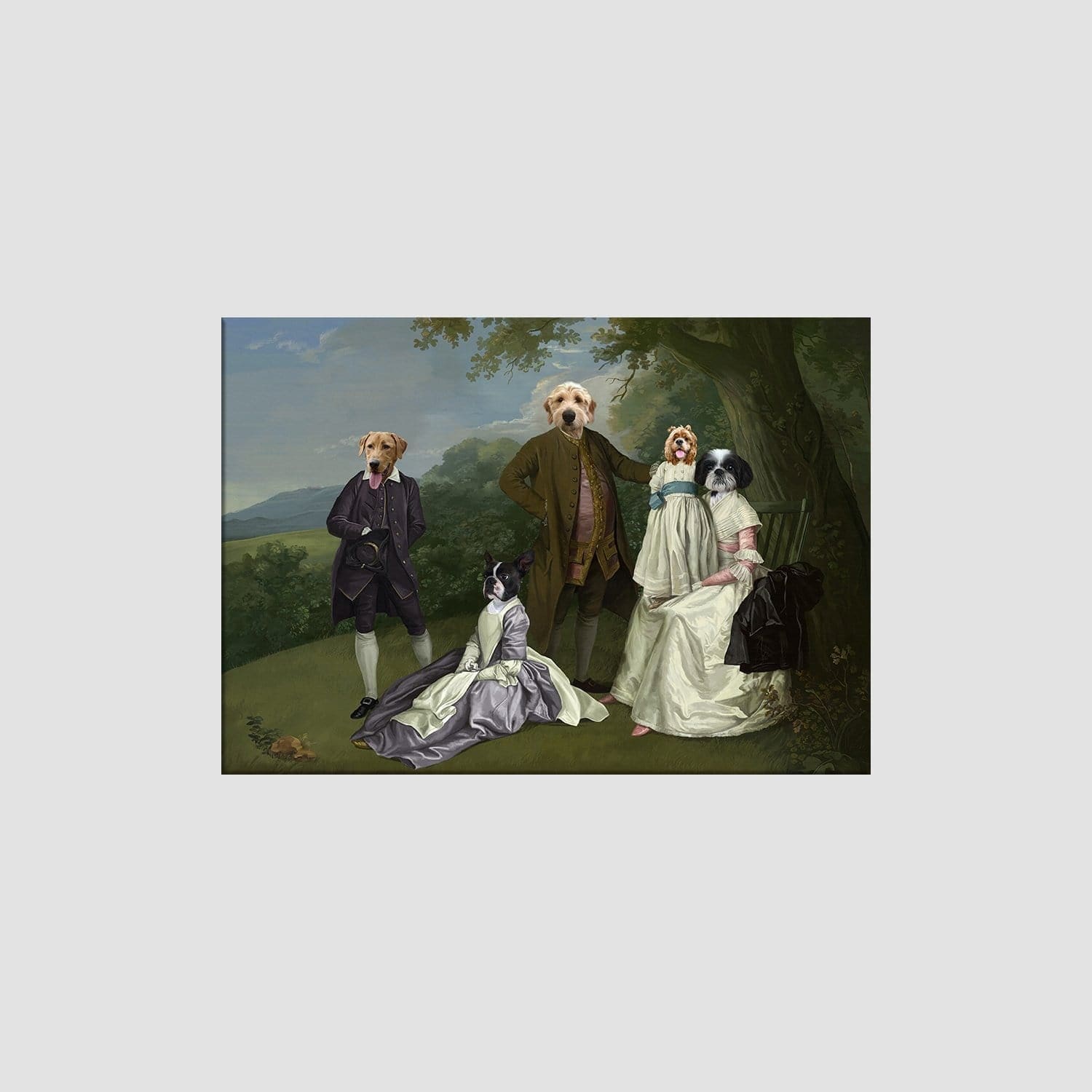 Crown and Paw - Canvas The Family Picnic (Five Pets) - Custom Pet Canvas 8" x 10" / Family K