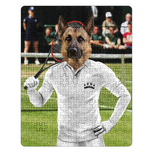 Crown and Paw - Puzzle Male Tennis Player - Custom Puzzle 11" x 14" / White