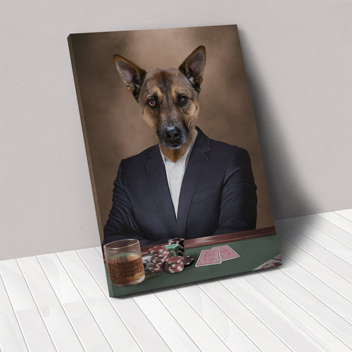 Crown and Paw - Canvas The Poker Player - Custom Pet Canvas
