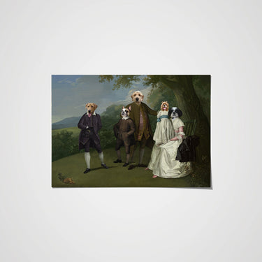 The Family Picnic (Five Pets) - Custom Pet Poster