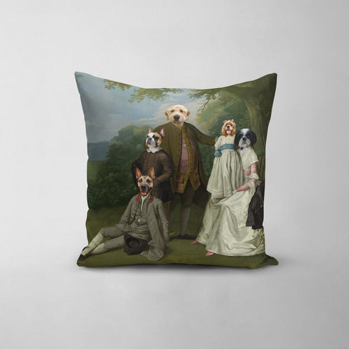 Crown and Paw - Throw Pillow The Family Picnic (Five Pets) - Custom Throw Pillow 14" x 14" / Family G