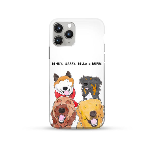Watercolor Pet Portrait Phone Case - Four Pets