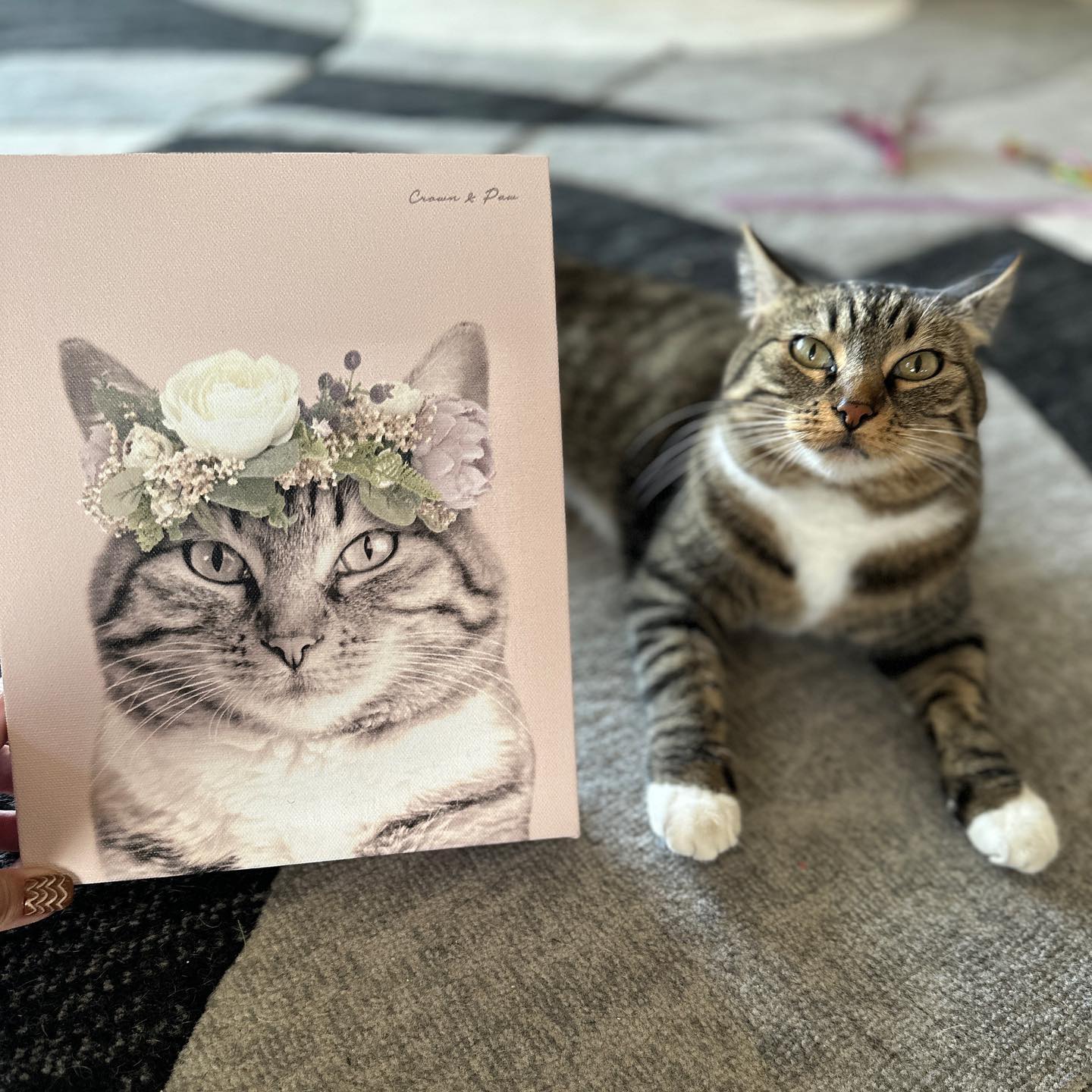 Crown and Paw - Canvas Full Bloom Pet Portrait - Custom Canvas