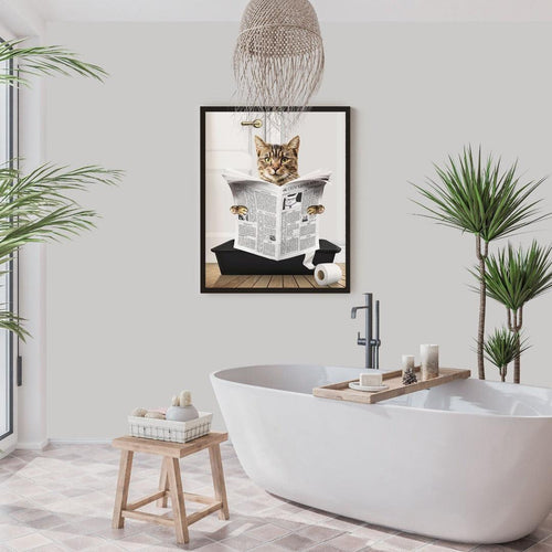 Crown and Paw - Framed Poster Custom Cat in Litter Tray Portrait - Framed Poster 12" x 16" / Black / Black
