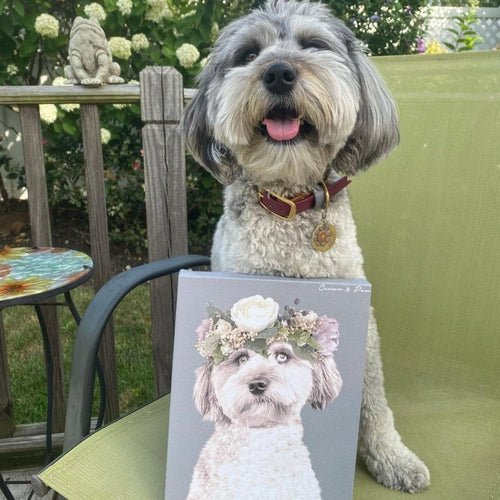 Crown and Paw - Canvas Full Bloom Pet Portrait - Custom Canvas 8" x 10" / Green